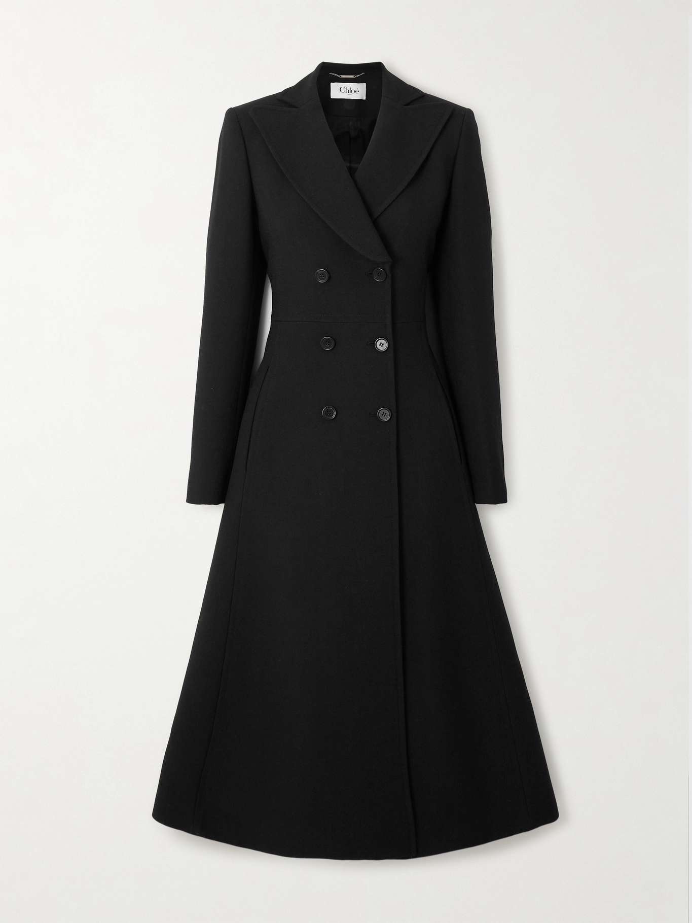 Chloé Double-breasted wool-crepe coat Black | netaporter