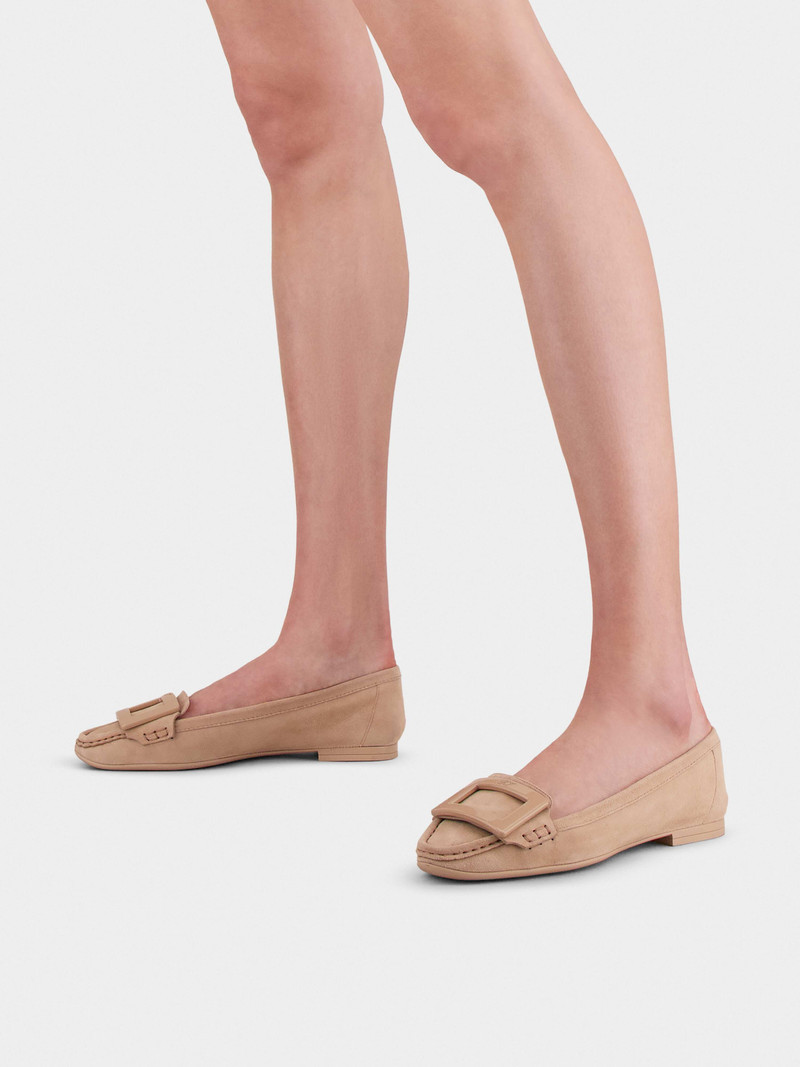 Roger Vivier Lacquered Buckle Loafers  in Suede outlook