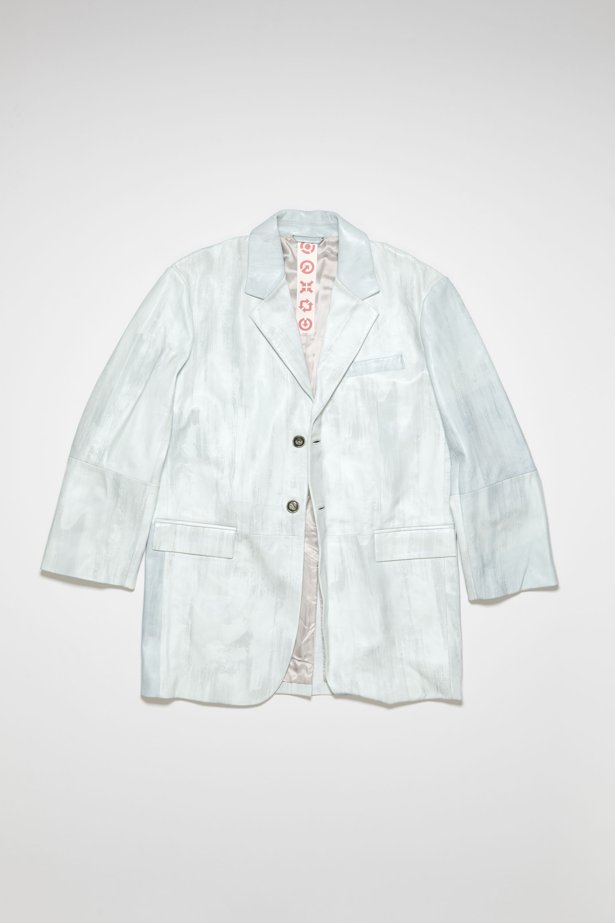 Leather single-breasted jacket - Cold white - 2