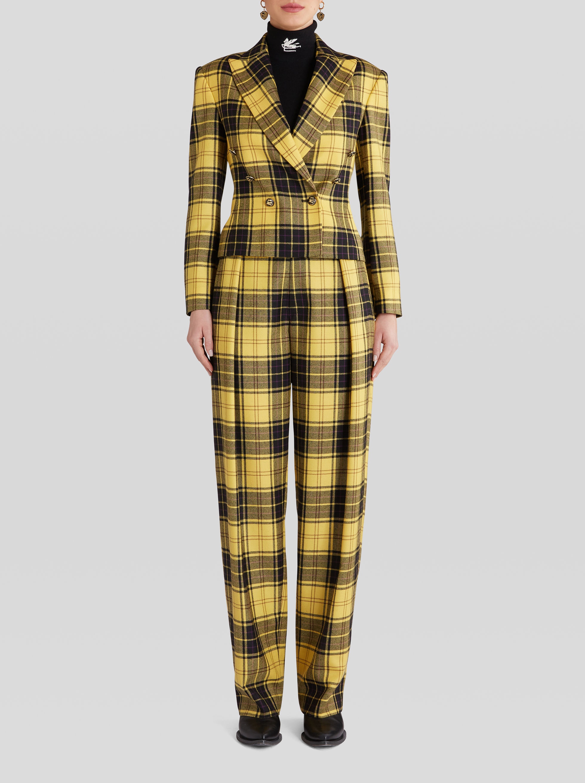 DOUBLE-BREASTED CHECK JACKET - 3