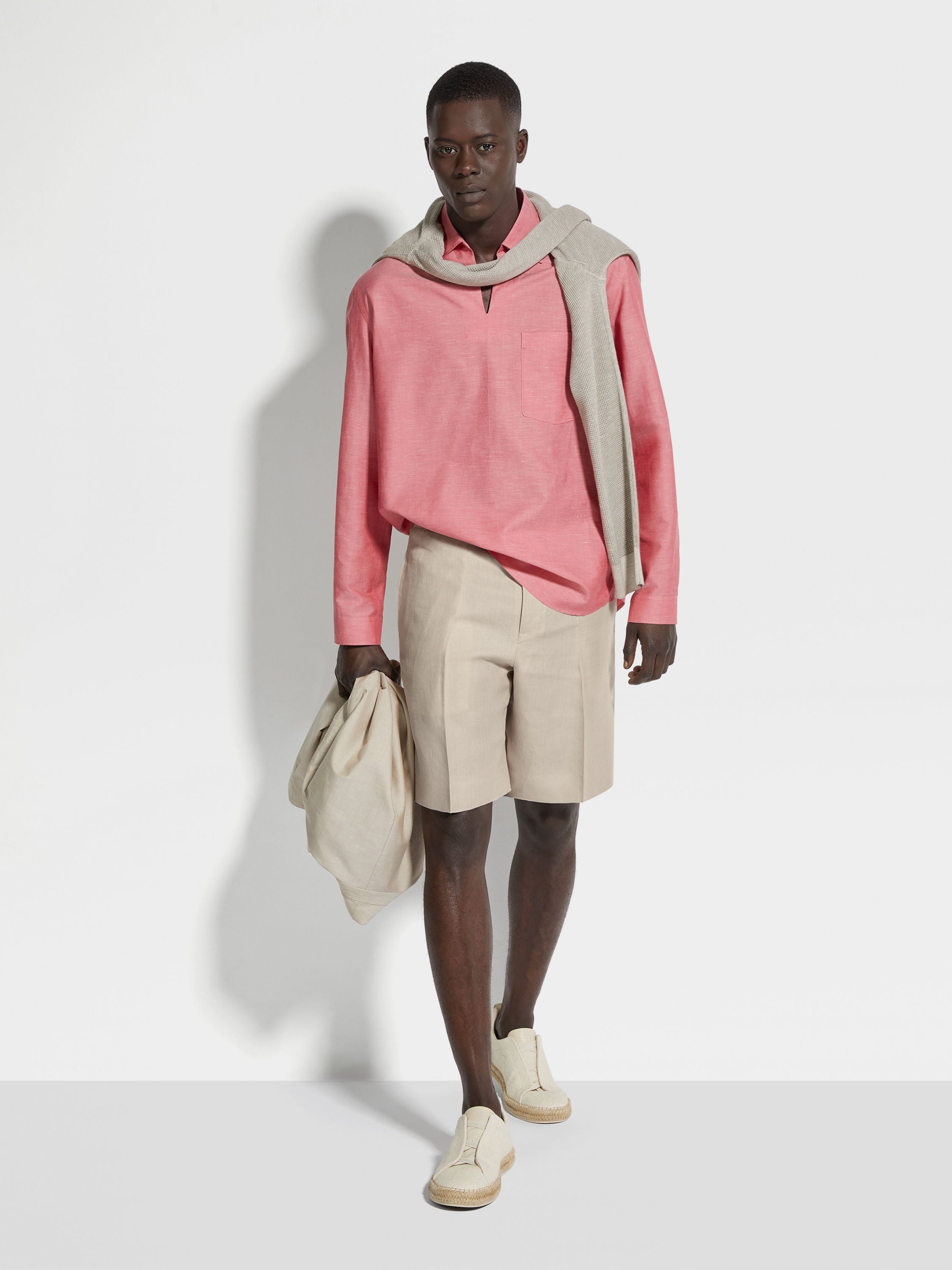 LIGHT BEIGE OASI LINO SHORTS - 3