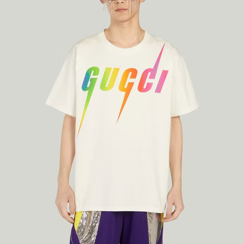 GUCCI Gucci print cotton T-shirt 'off white' 616036-XJFF9-9095 outlook