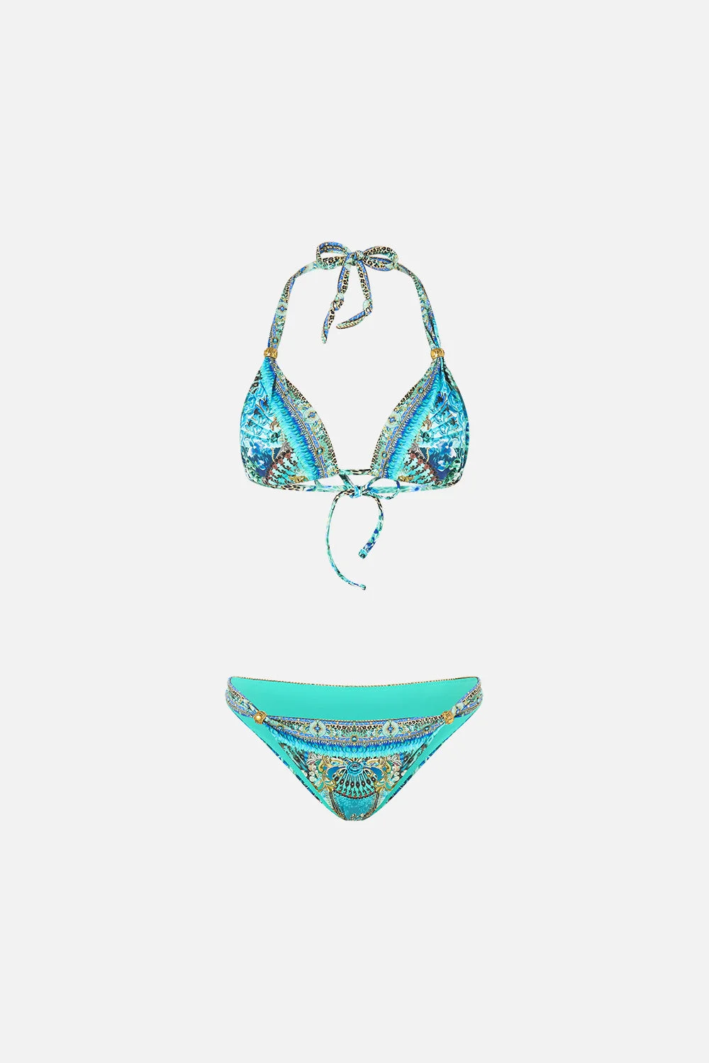 BALL TRIM TRI BIKINI SET W THICK NECK TIE - 1