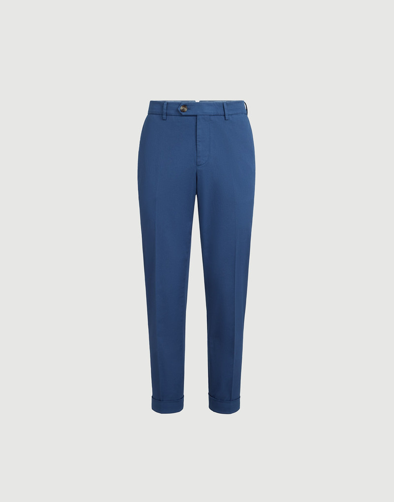 Garment-dyed Italian fit trousers in American Pima comfort cotton gabardine 1