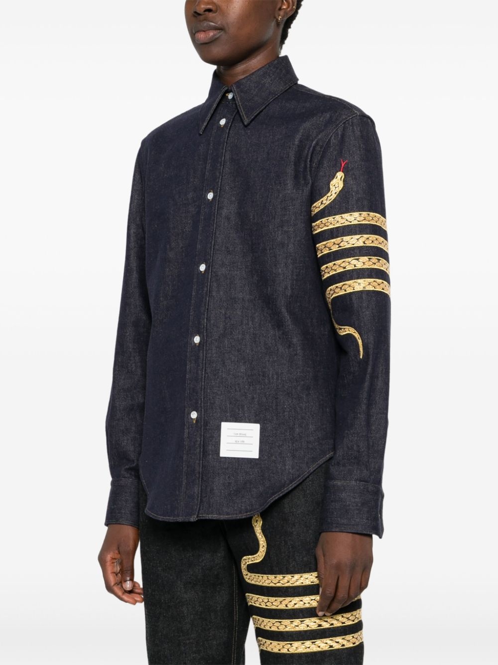 snake 4-Bar denim shirt - 3