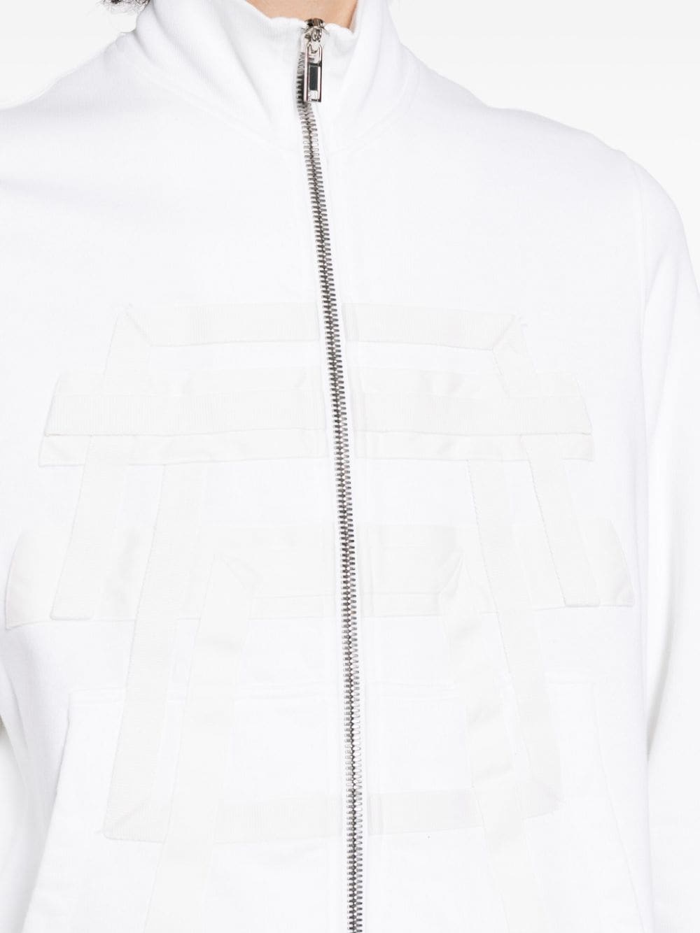 logo-embossed zip-front cotton jacket - 5