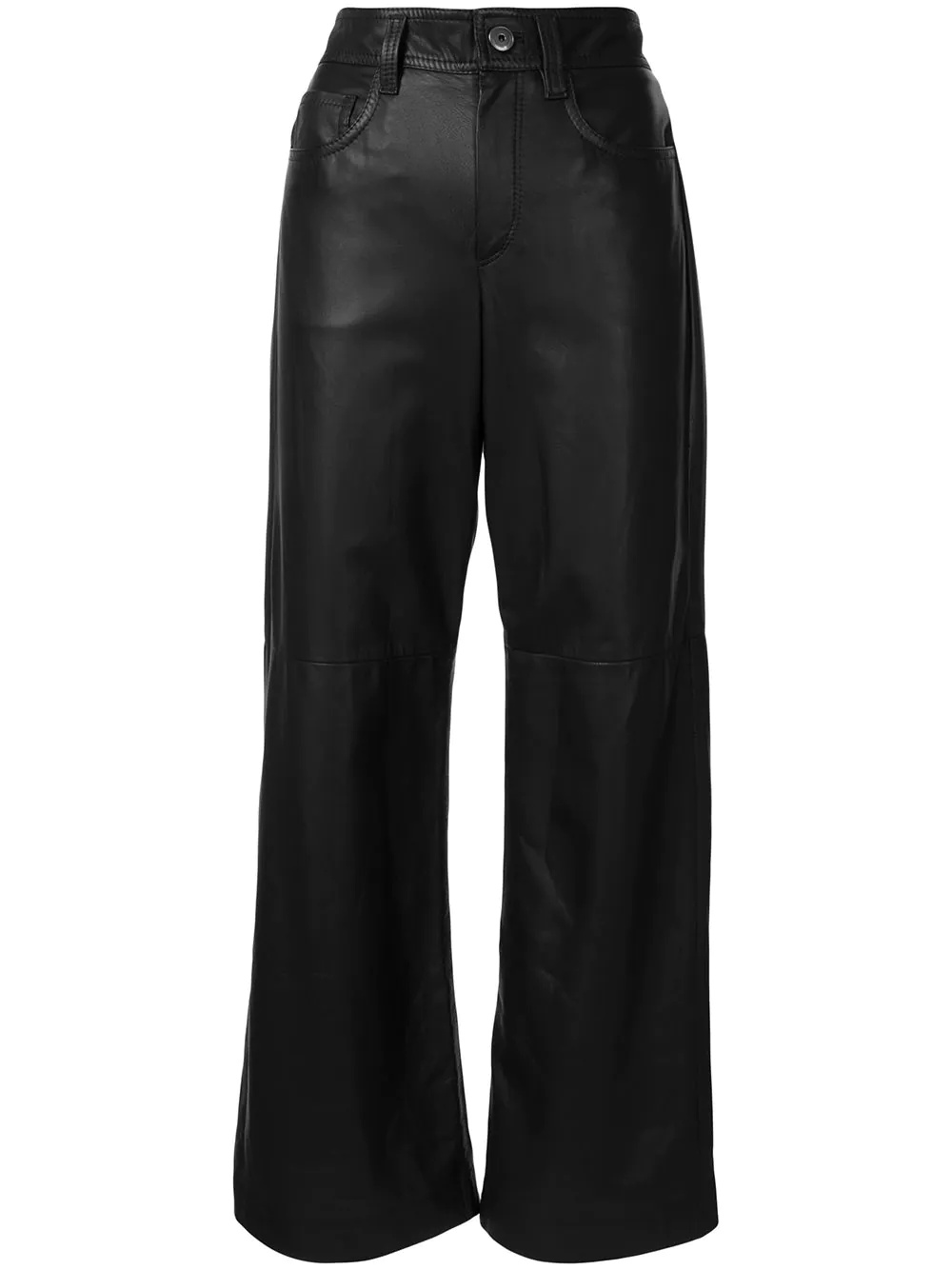 faux leather wide leg trousers - 1