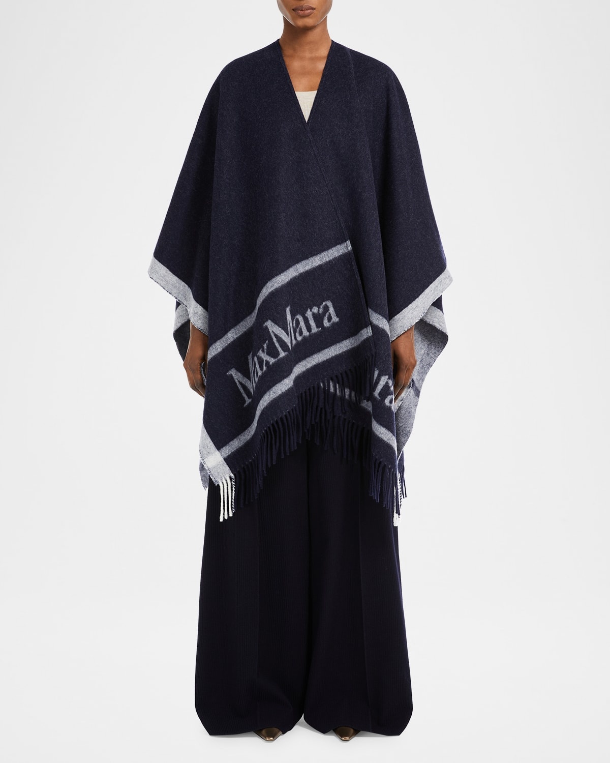 Max Mara HILDE Jacquard wool poncho | REVERSIBLE