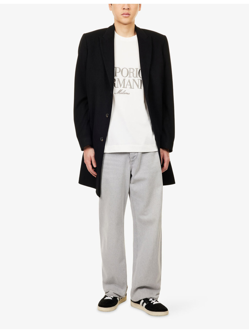 EMPORIO ARMANI Brand-Embroidery Relaxed-Fit Cotton-Jersey T-Shirt outlook