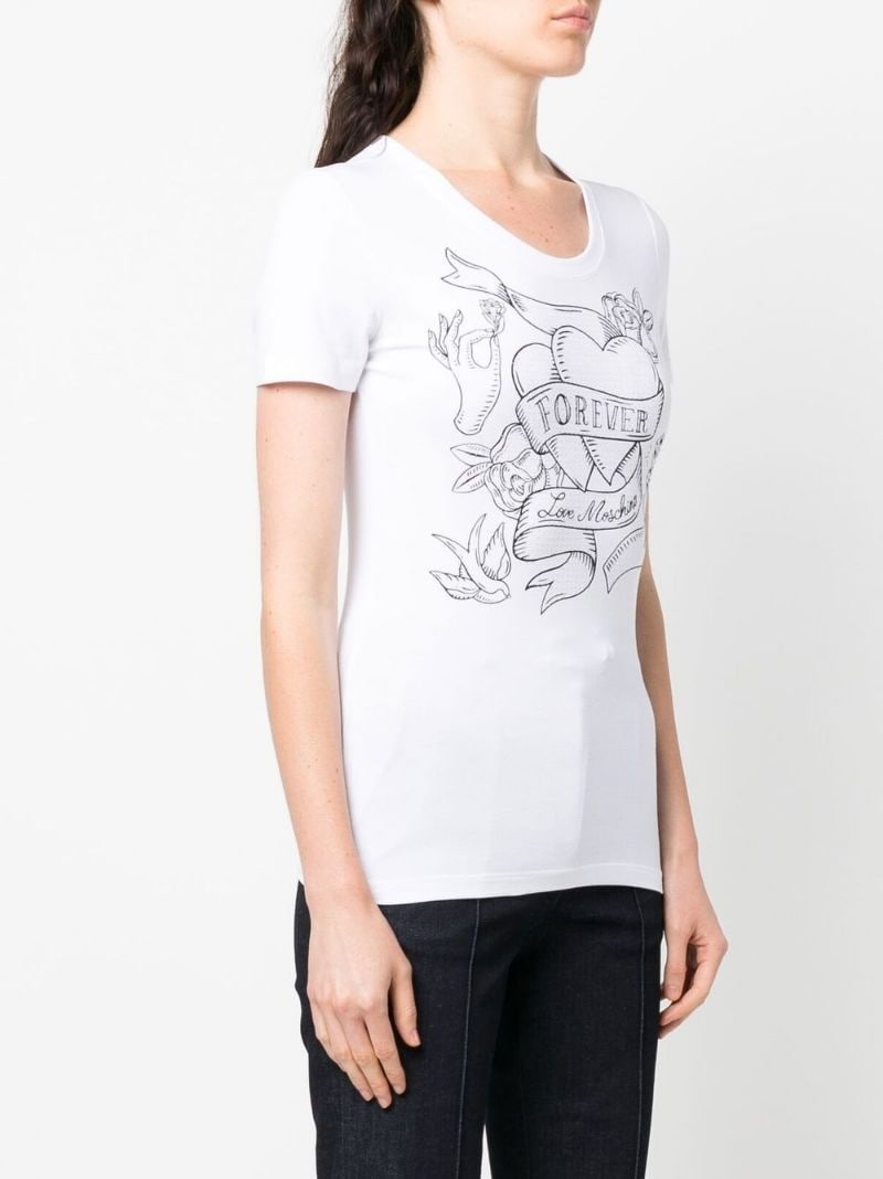 heart-print short-sleeved T-shirt - 4