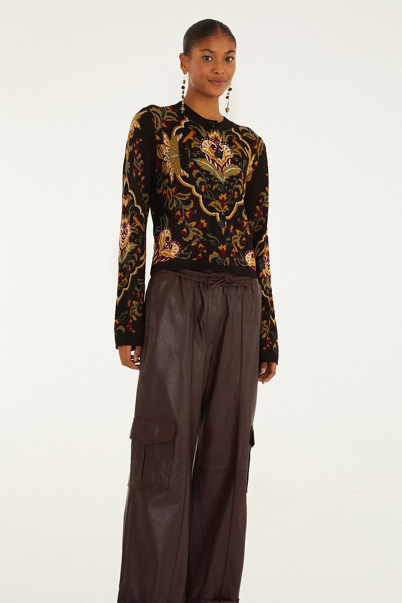 FARM RIO Burgundy Leather Pants outlook