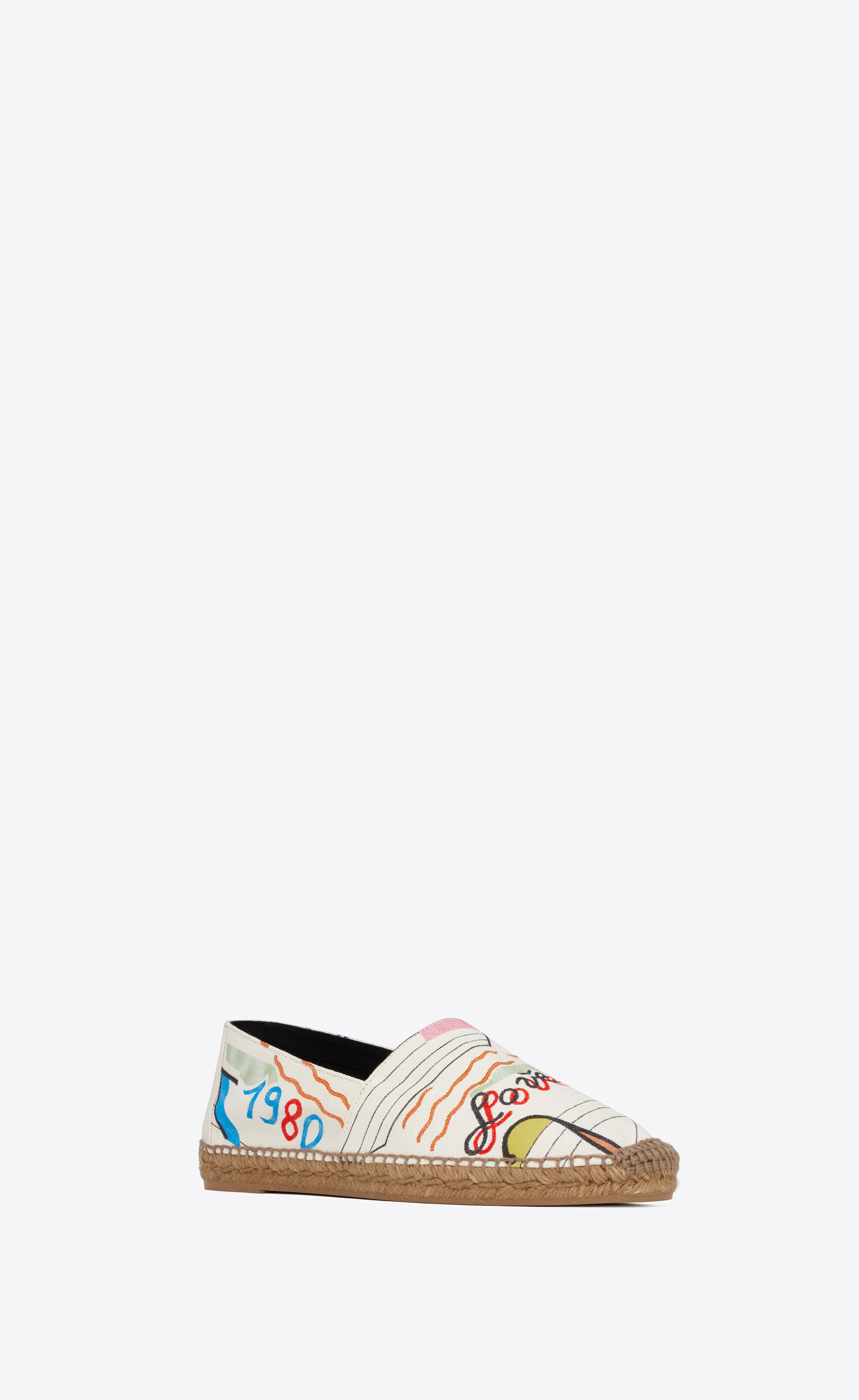 ysl embroidered espadrilles in love 1980-print canvas - 4