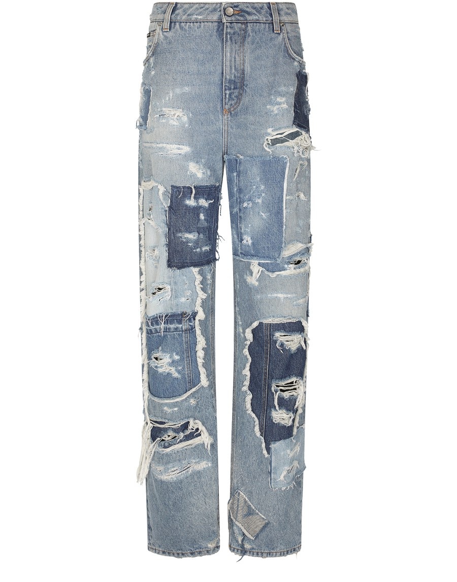 Dolce & Gabbana Patchwork denim jeans with ripped details Dolce & Gabbana Patchwork denim jeans with ripped details