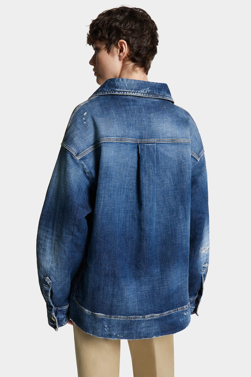 MEDIUM PERFECTO WASH RELAXED DENIM SHIRT - 4