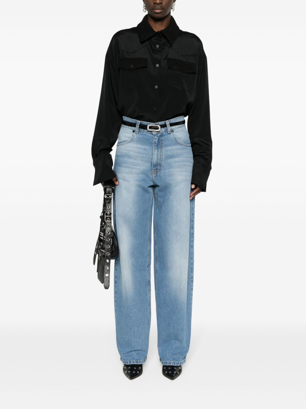 Toledo crochet knit-detail shirt - 2