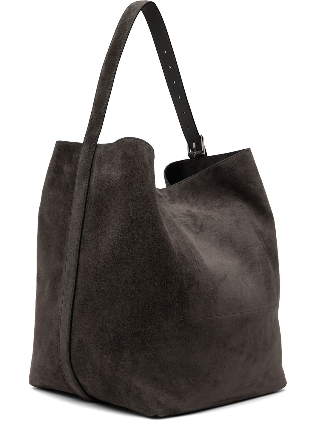 Gray Belted Suede Tote - 3