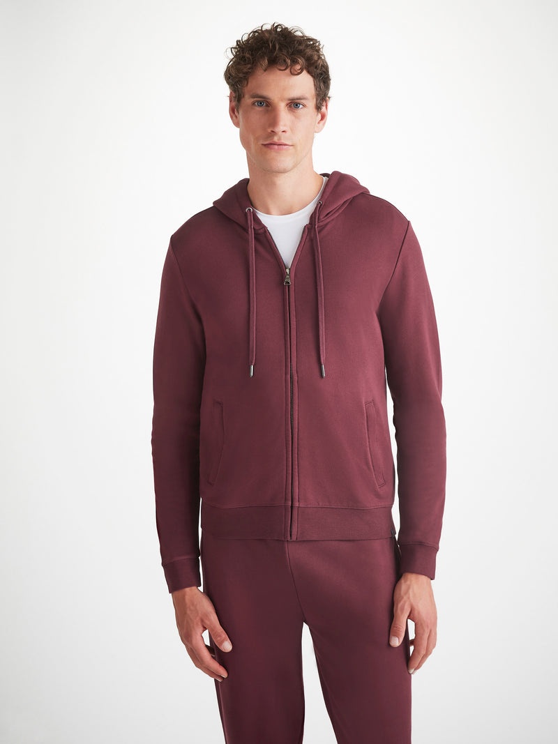 Men's Hoodie Quinn Cotton Modal Burgundy - 2