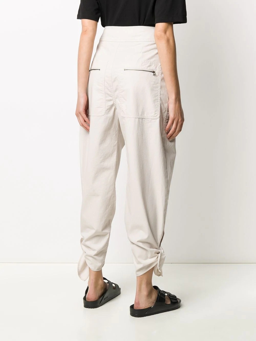 tied cuffs high waisted trousers - 4