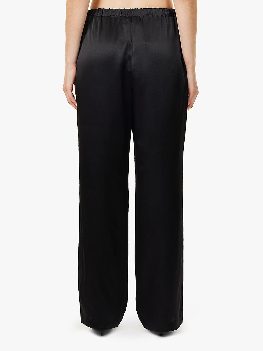 Olina drawstring relaxed-fit straight-leg silk-satin trousers - 4