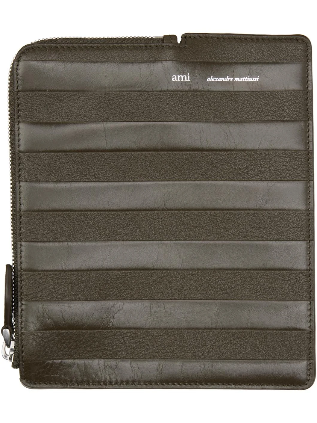 Khaki Leather Midi Wallet - 1