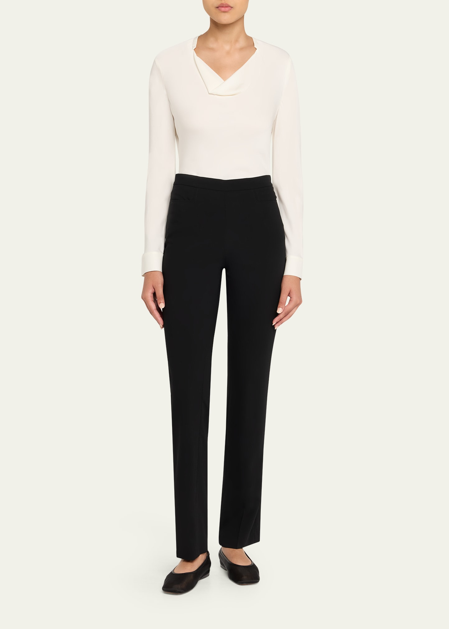 Draped Long-Sleeve Silk Blouse - 2