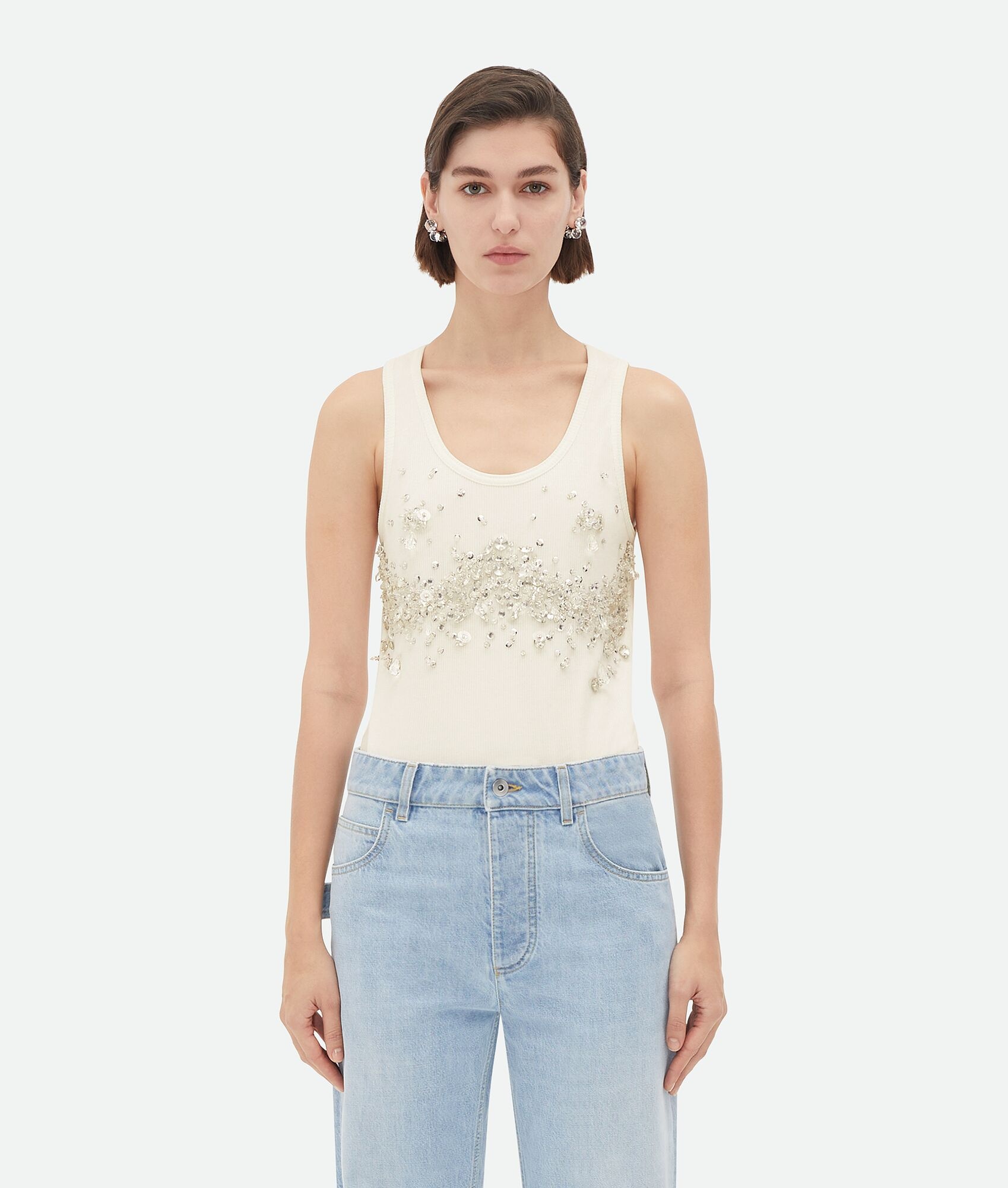 Crystal Embroidered Jersey Tank Top - 5