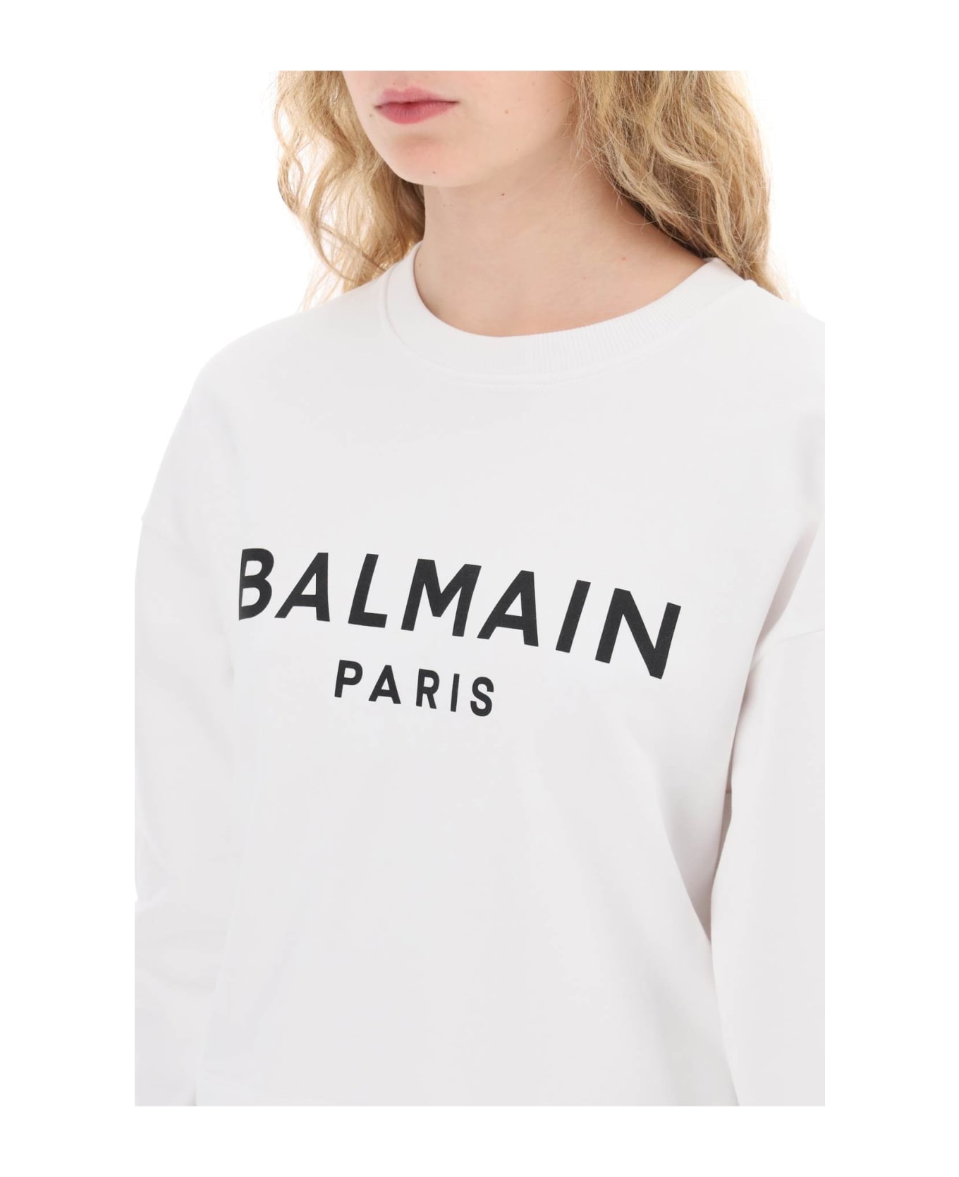 Cropped Sweatshirt With Flocked Logo - 4