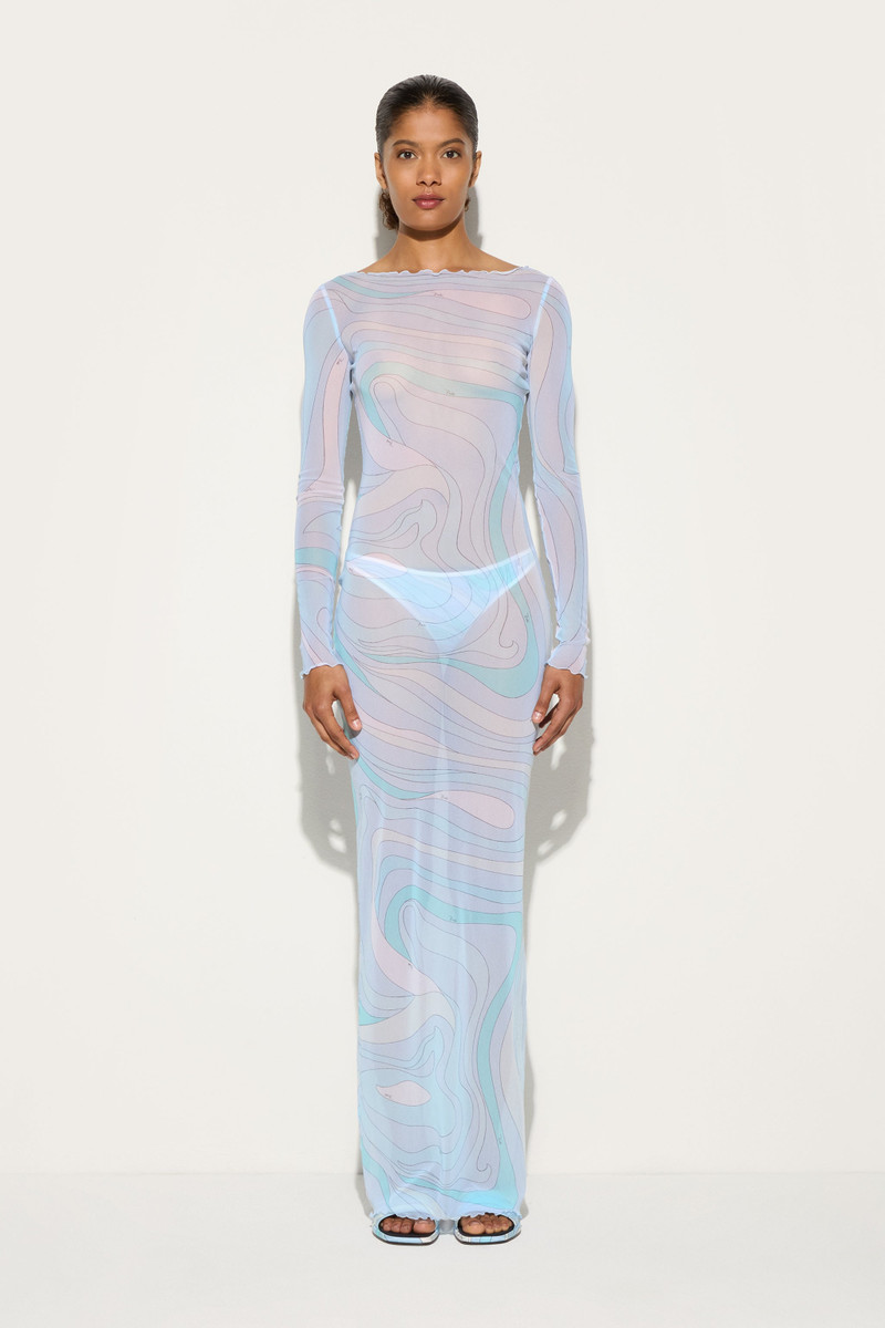 PUCCI MARMO PRINT TULLE LONG DRESS outlook