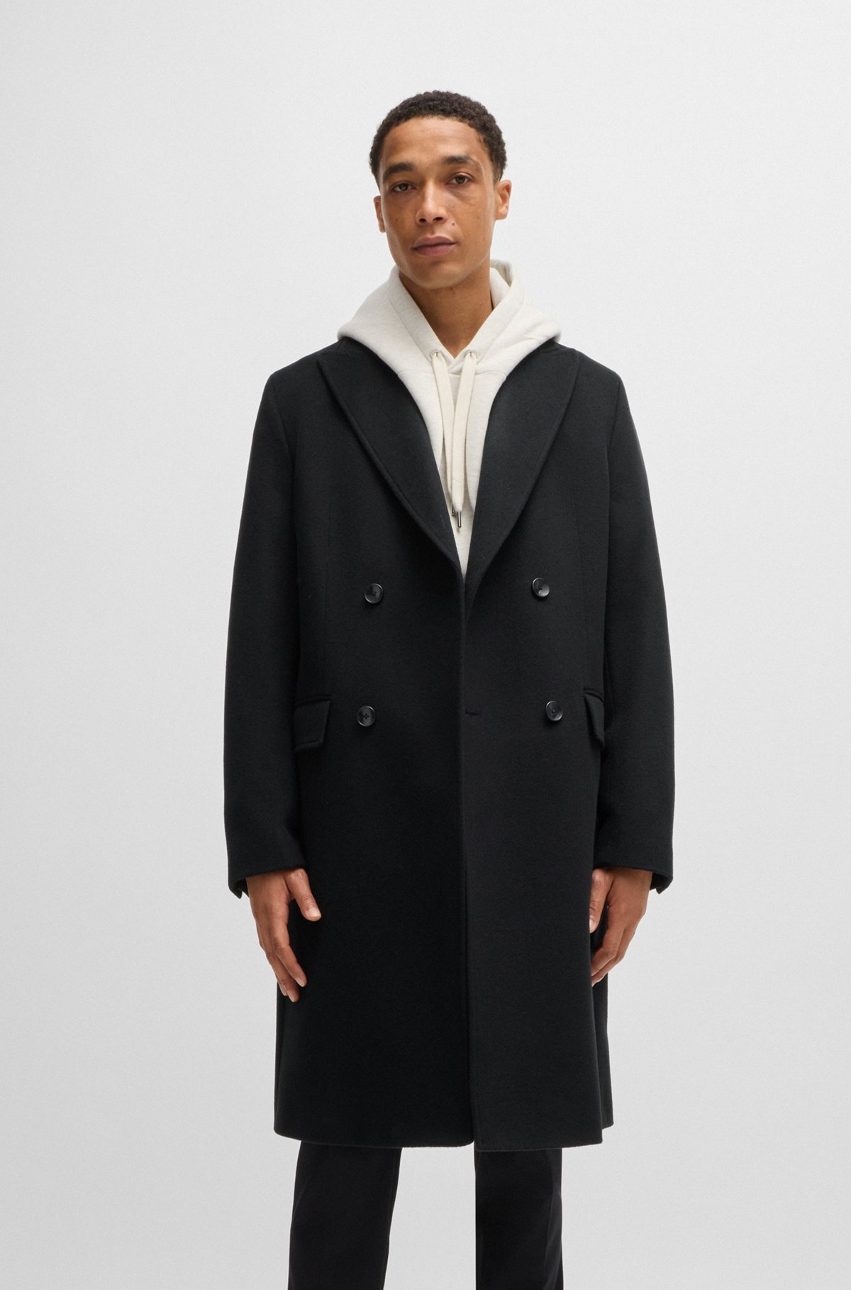 DOUBLE-BREASTED COAT IN WOOL AND CASHMERE - 2