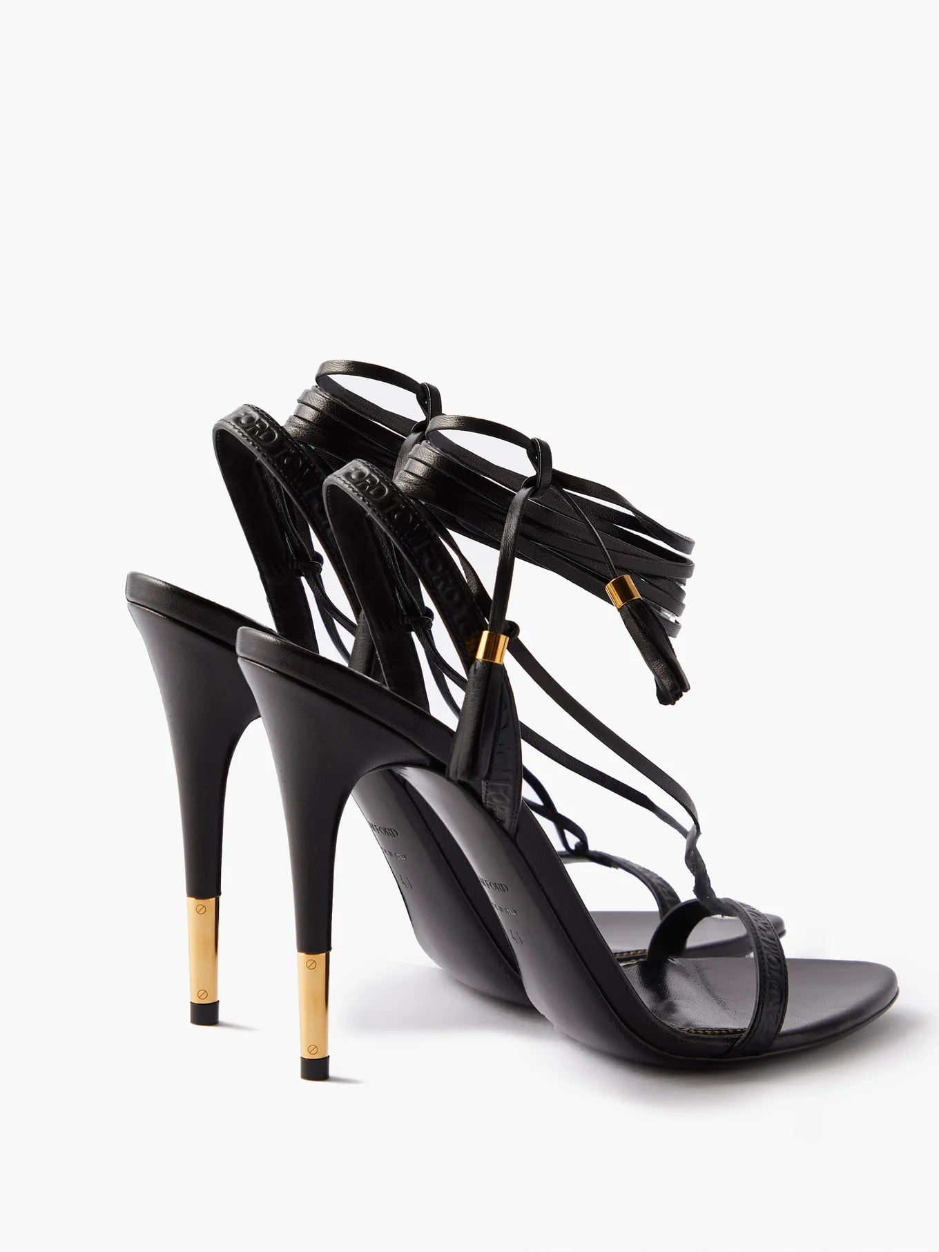 Tasselled ankle-tie leather sandals - 4