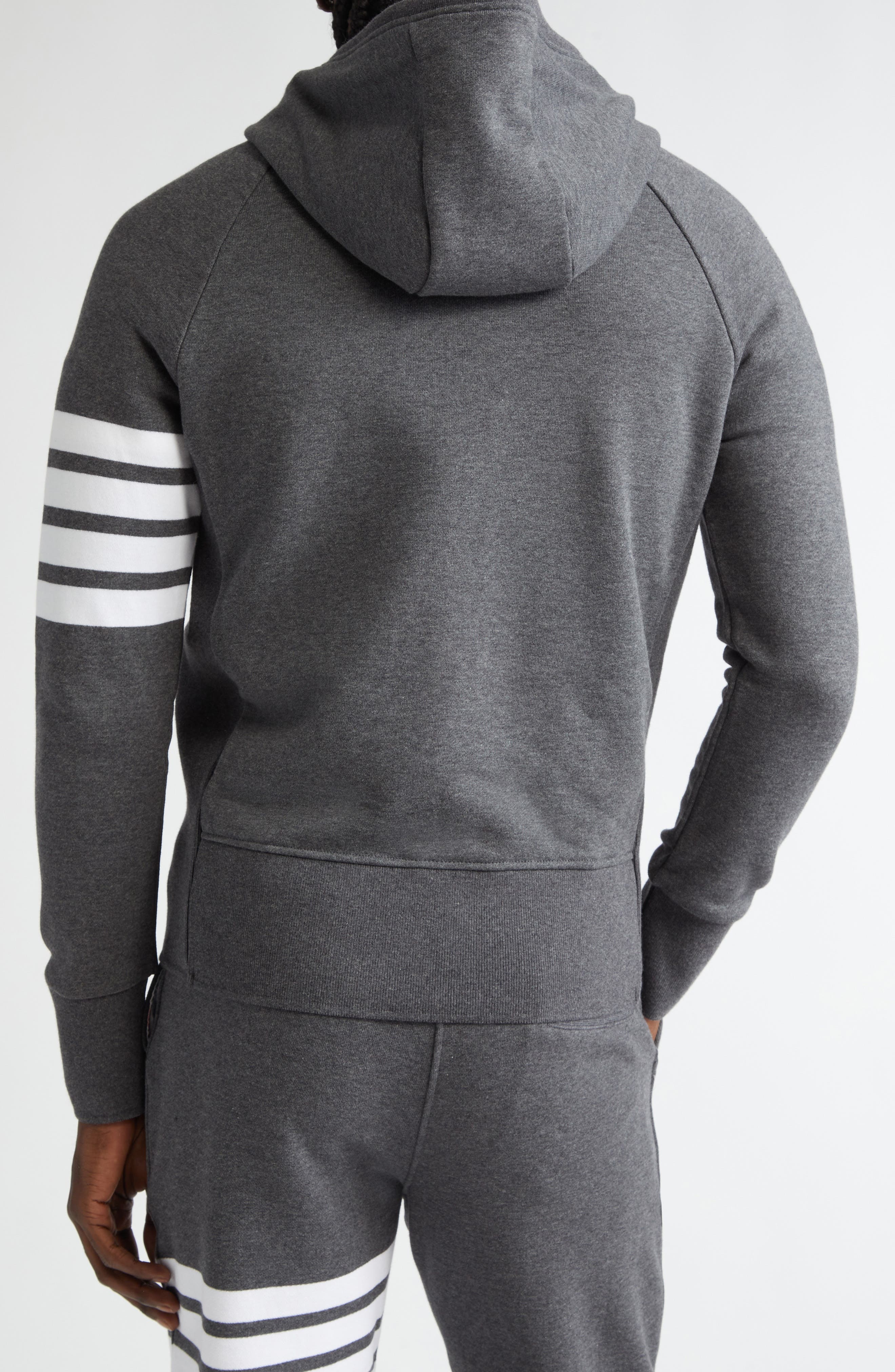 Thom Browne Classic 4-Bar Zip Cotton Hoodie in Dark Grey at Nordstrom - 3