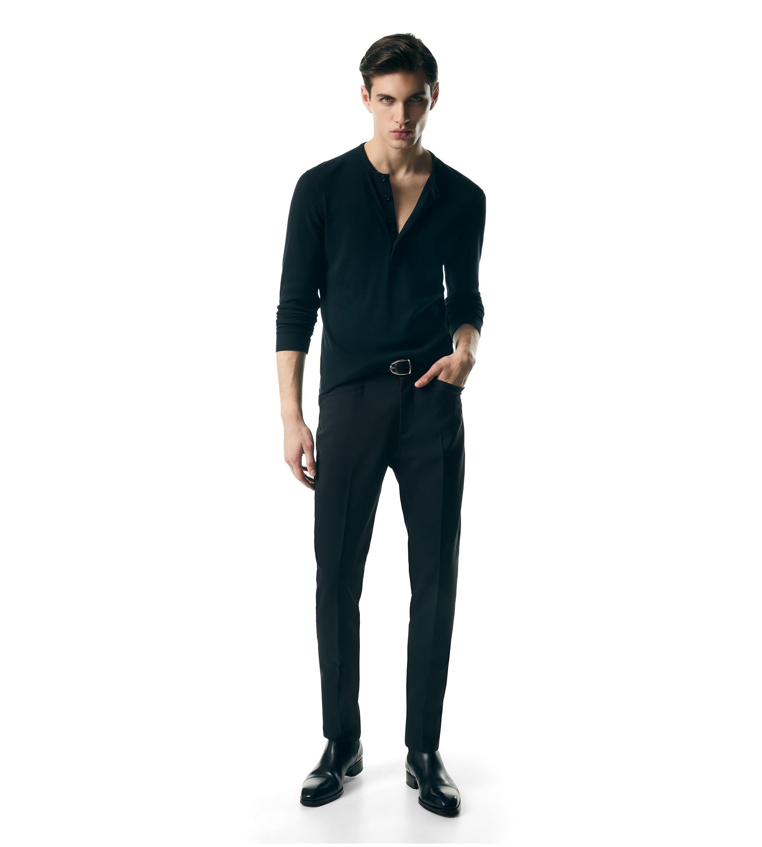 TOM FORD LYOCELL COTTON RIB HENLEY | REVERSIBLE