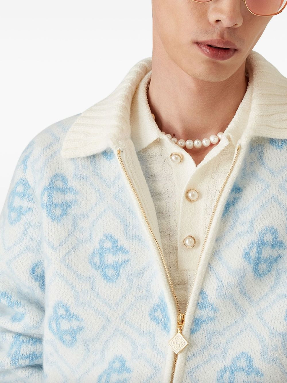 pattern zip-up cardigan - 4