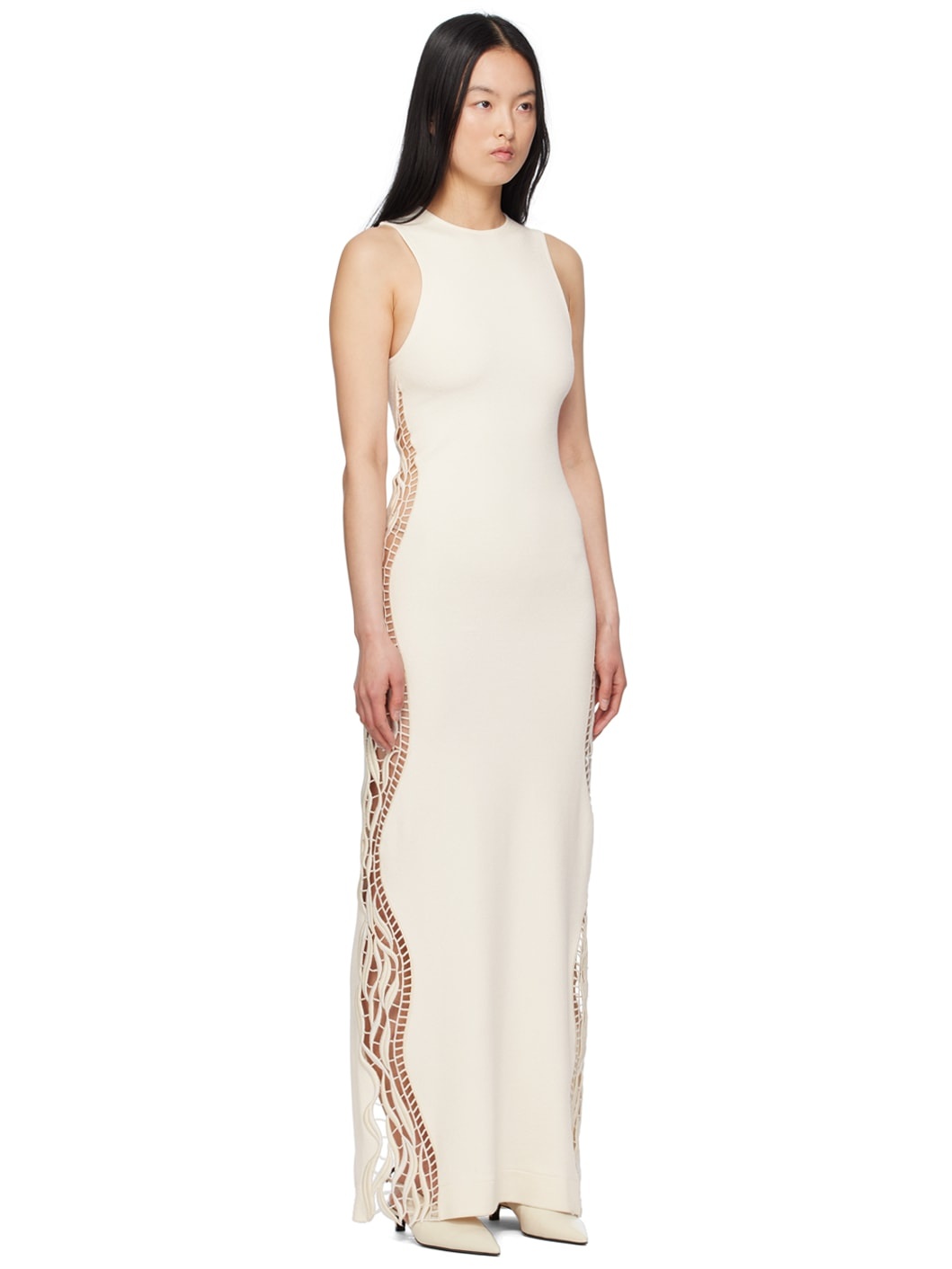 Off-White Lace Panel Maxi Dress - 2
