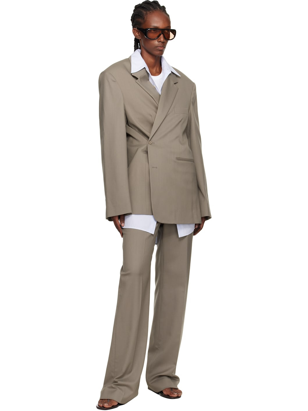 Taupe Crosby Wrap Blazer - 4