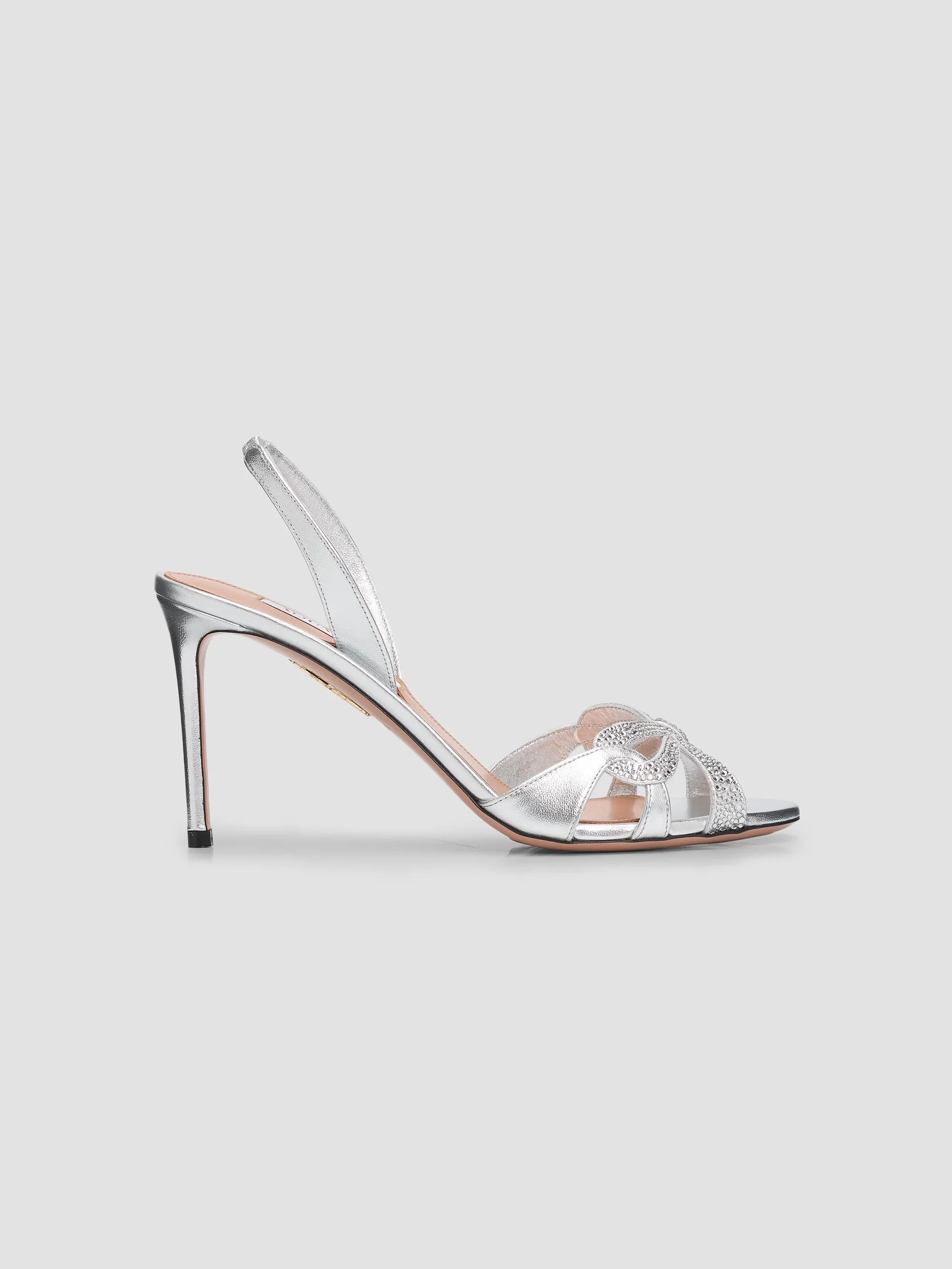 Women's Ribbon Kiss 85MM Slingback Sandals - Silver - 1