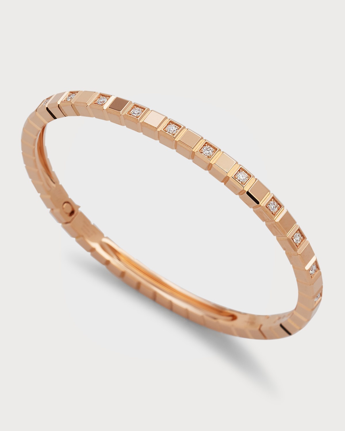 Ice Cube 18K Rose Gold Alternating Diamond Bracelet, Size Medium - 4