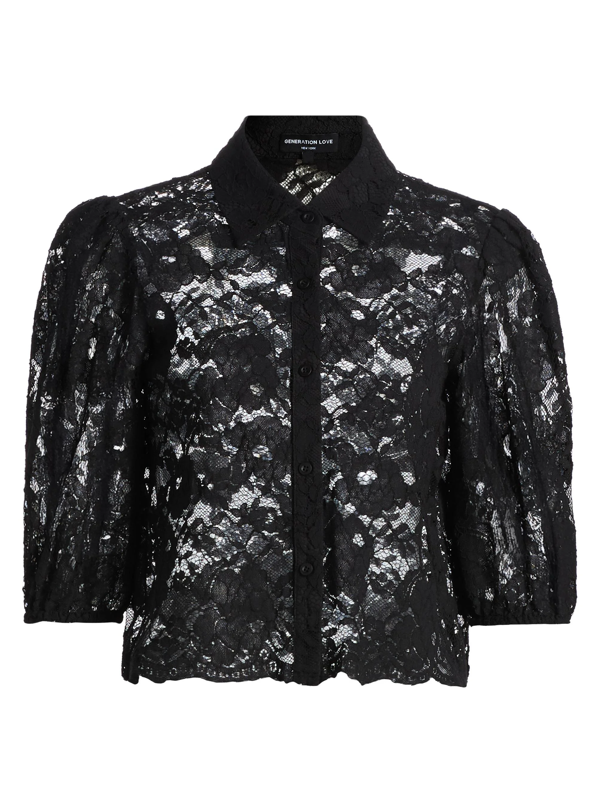 Women's Tammy Floral Lace Shirt - Black - 1