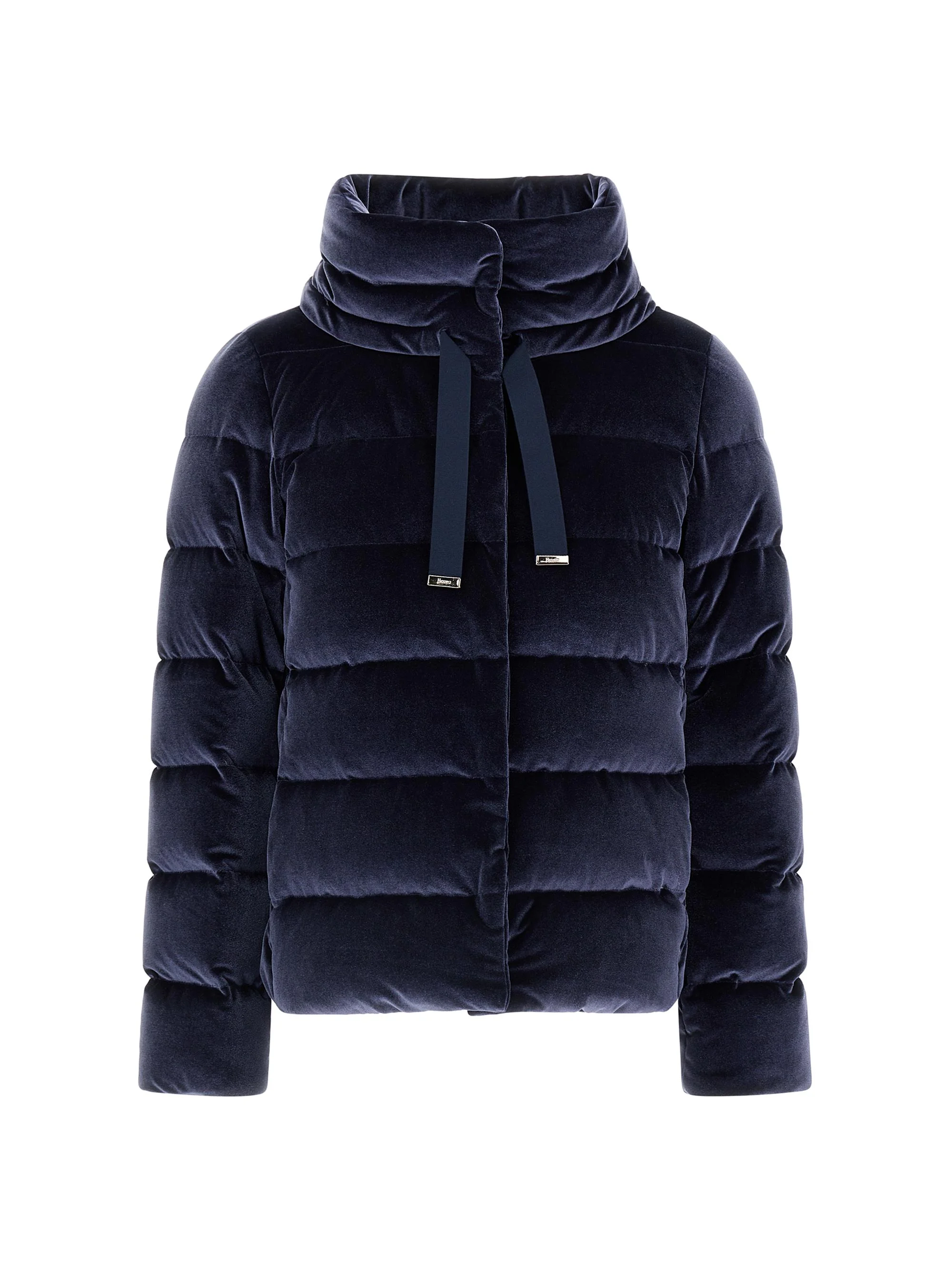 Women's Velvet Quilted Down Jacket - Navy - 1