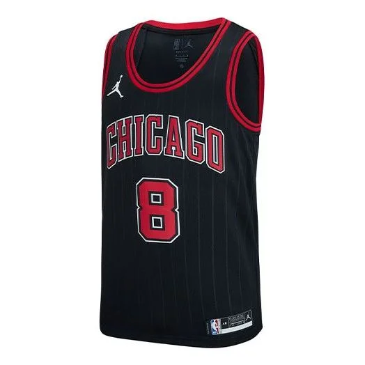 Air Jordan NBA Sports Basketball Jersey SW Fan Edition 20 Season Chicago Bulls Zach LaVine No. 8 Bla - 1