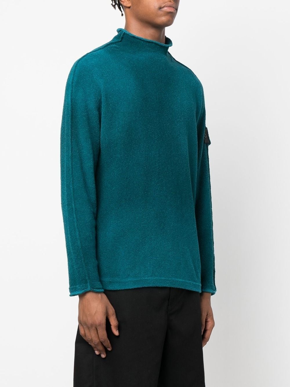 raw-edge roll neck fleece - 3