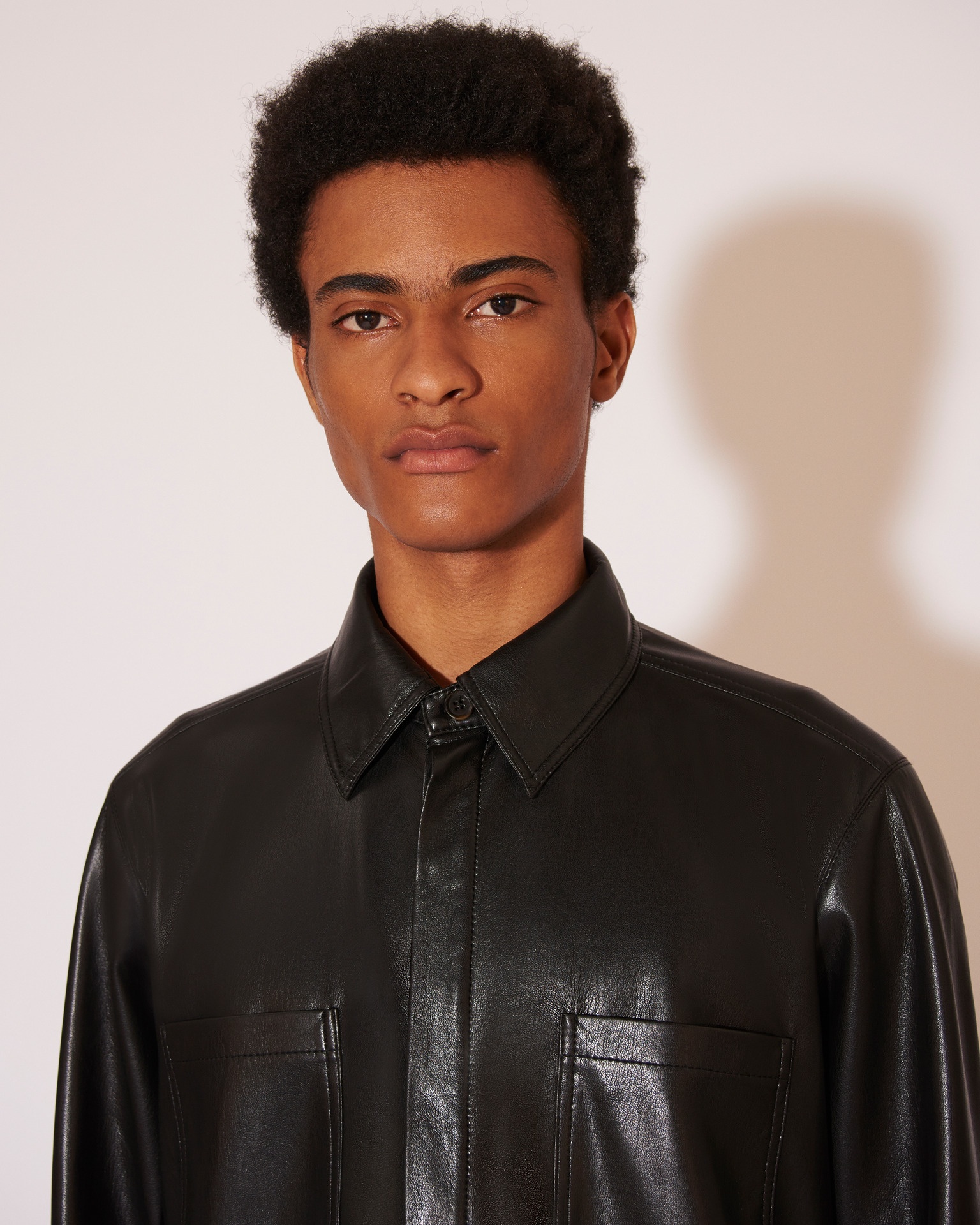DECLAN - Vegan leather shirt - Black - 4