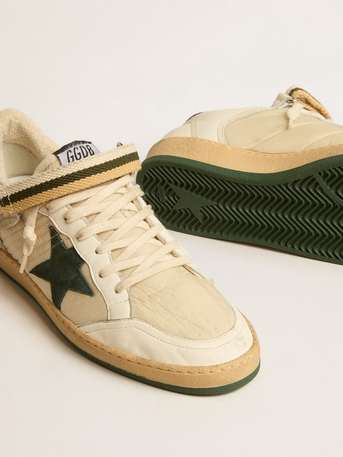 Ball Star in nylon and nappa with green suede star and heel tab - 4