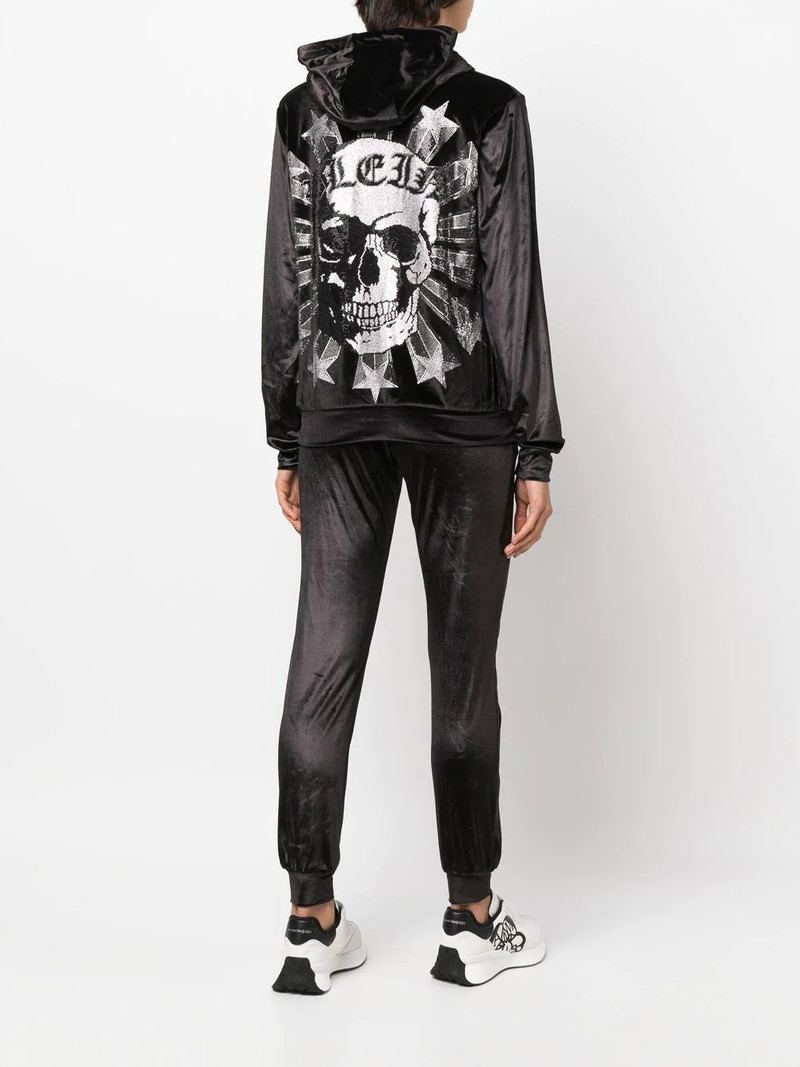 logo-patch velvet-cotton trousers 4