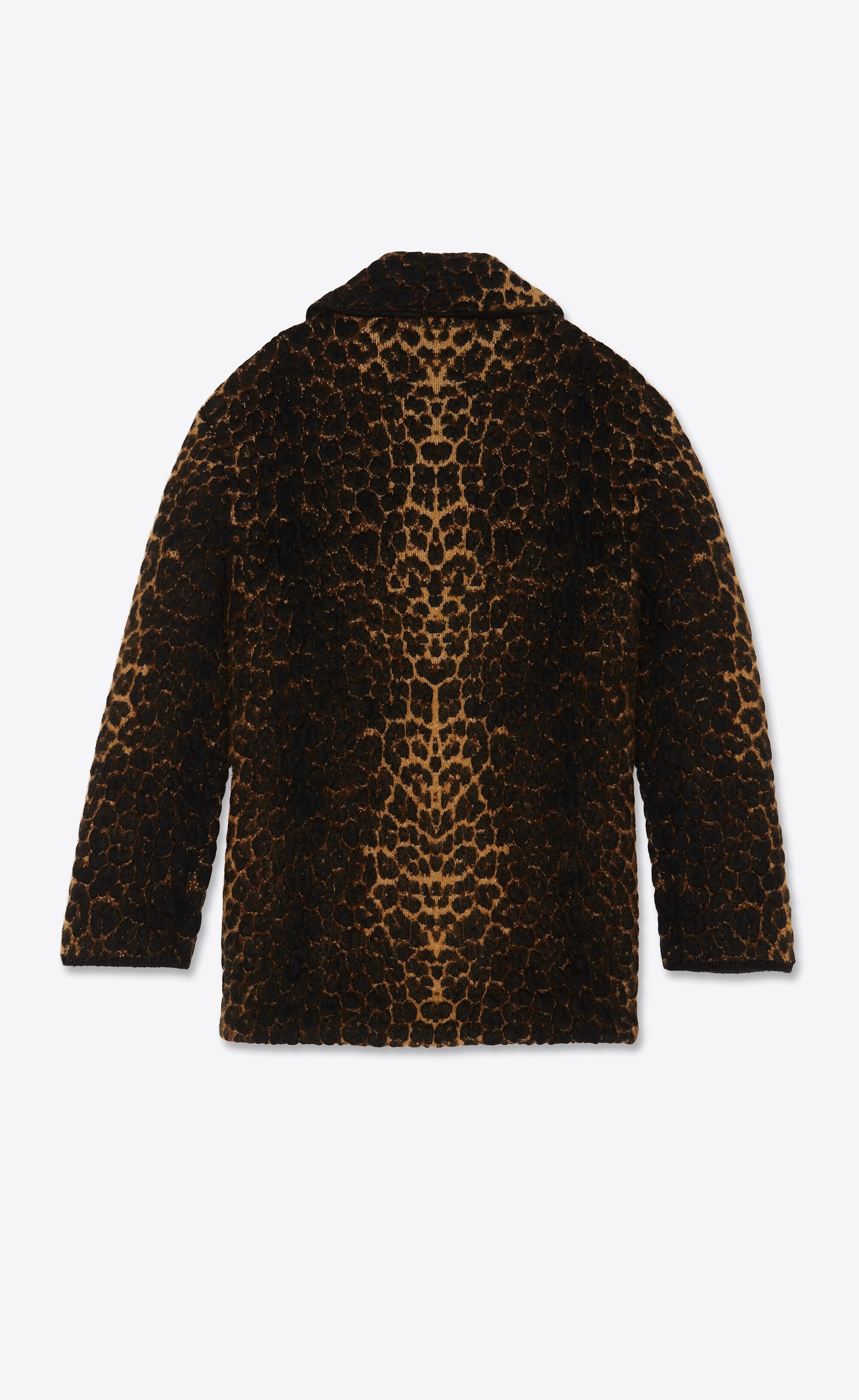 mohair jacquard knit coat and leopard-print wool - 2