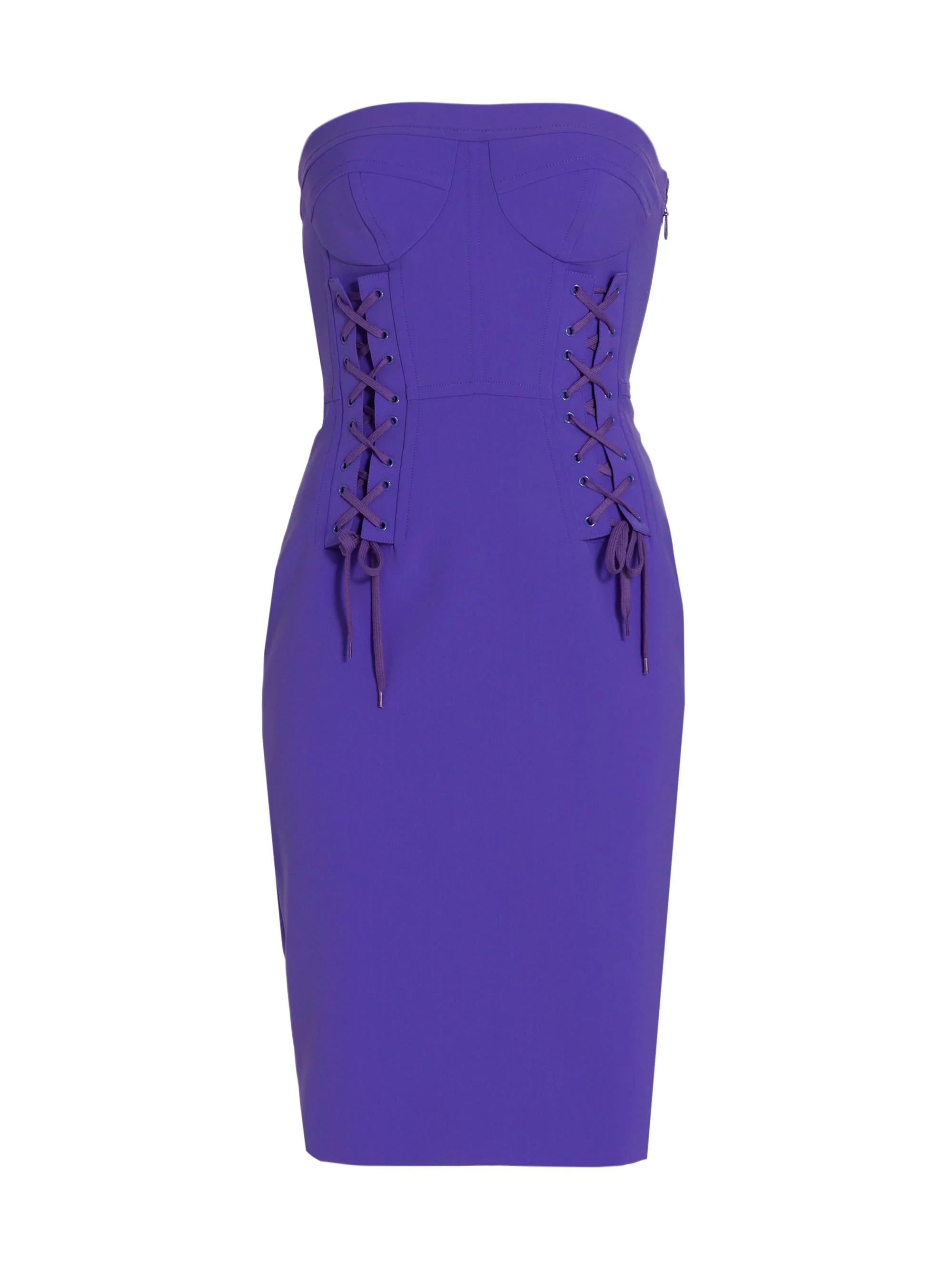 Women's Strapless Lace-Up Sheath Dress - Purple - 1