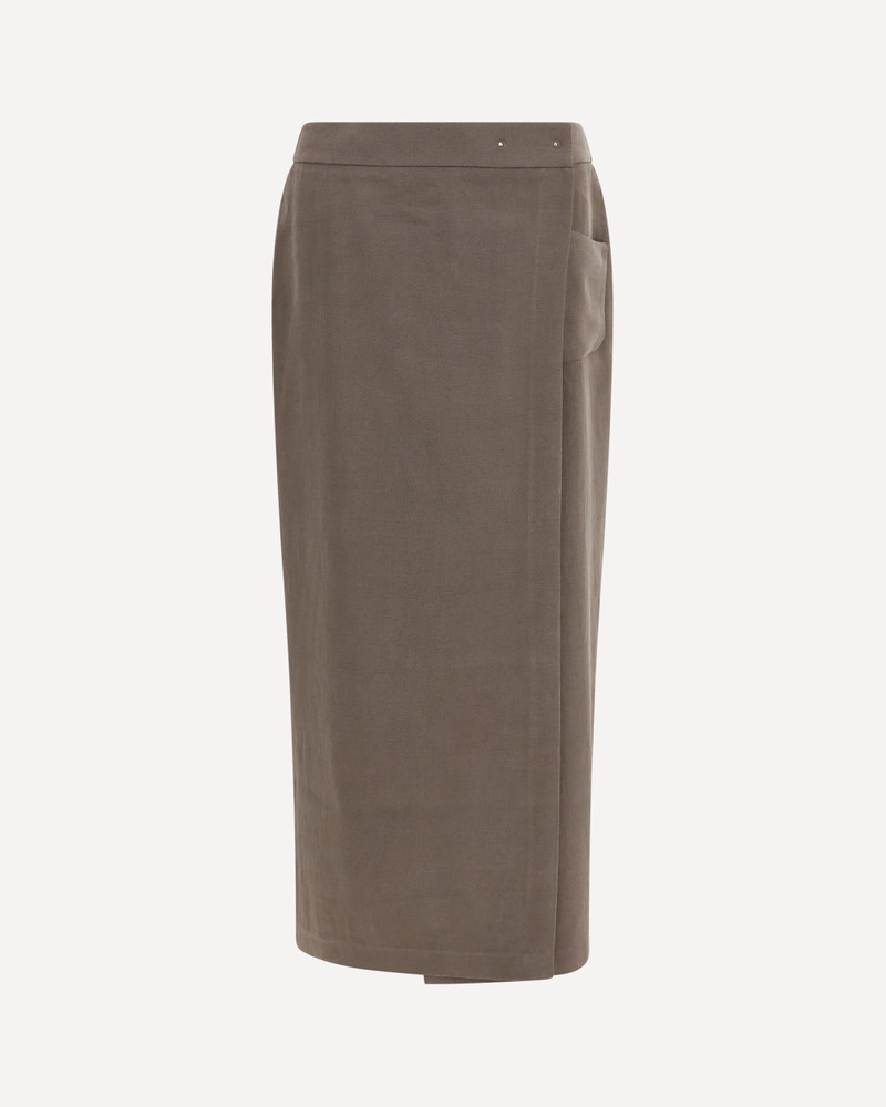 Silk and wool wrap Long Skirt with patch pocket 1