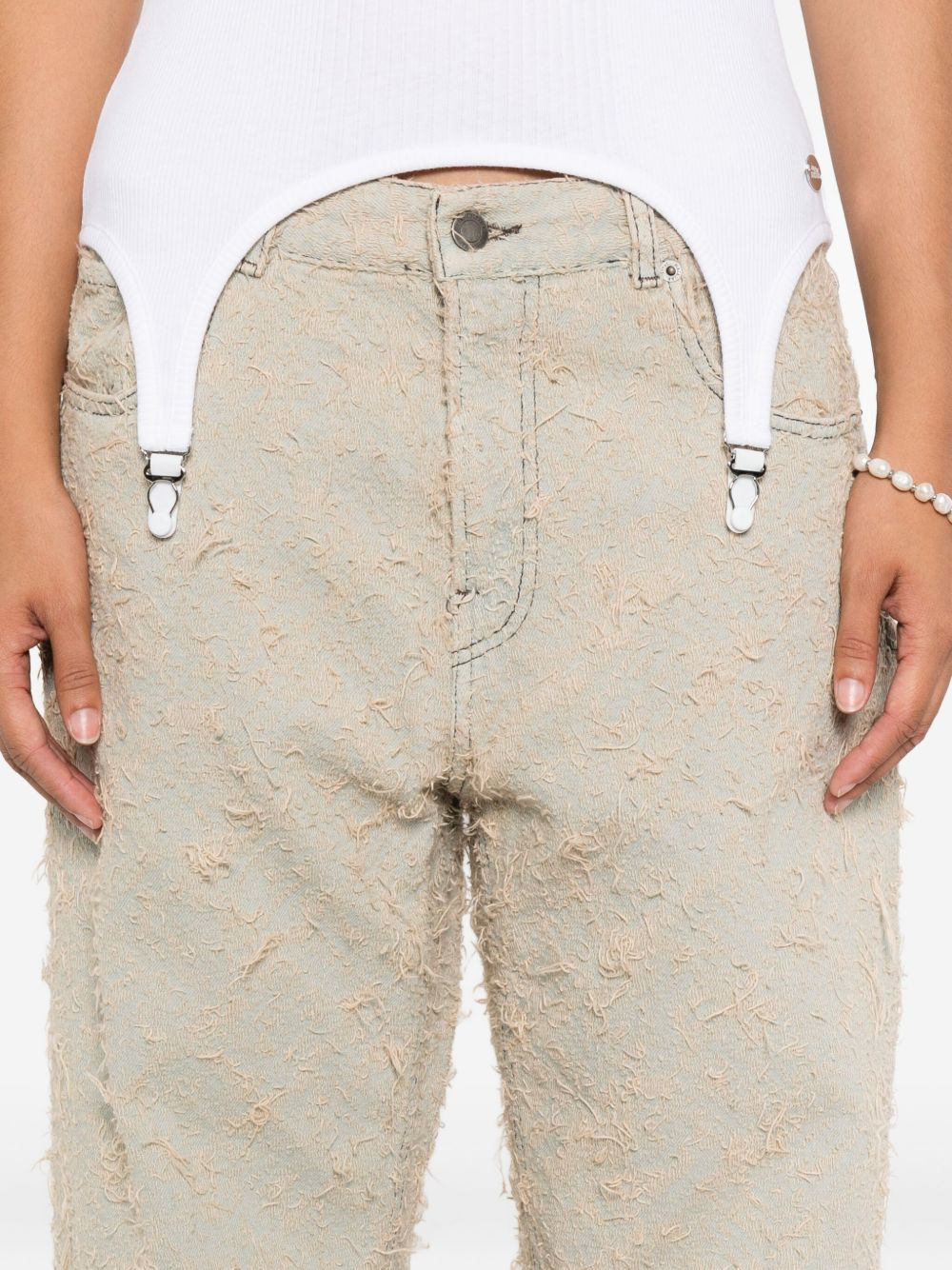 frayed-texture jeans - 5