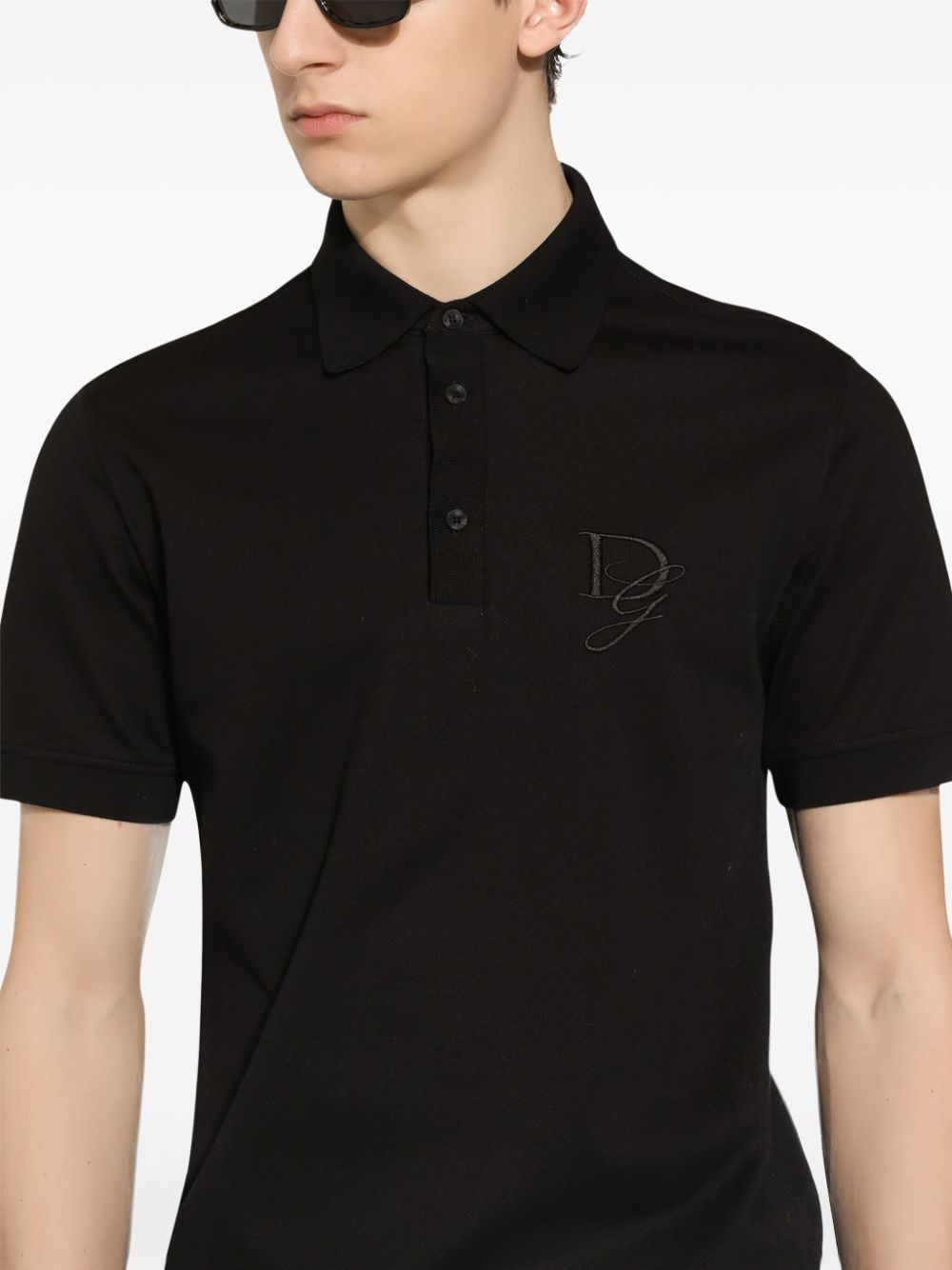 logo-embroidered jersey polo shirt - 5