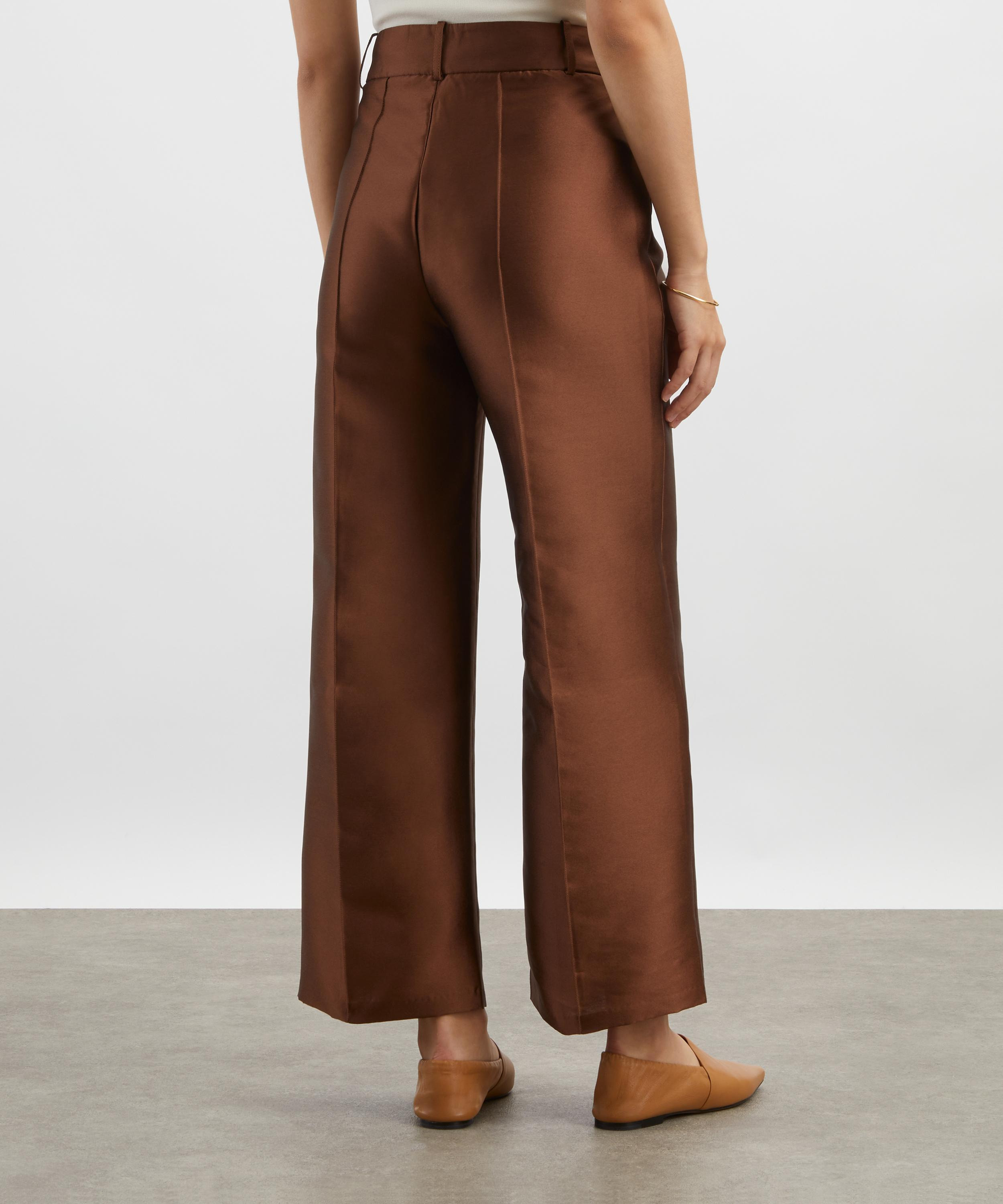 Yoshitomo Cappuccino Silk-Blend Trousers - 4